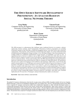 The Open Source Software Development Phenomenon: an Analysis Based on Social Network Theory
