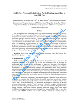 Parallel Sorting Algorithms in Intel Cilk Plus