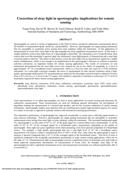 Correction of Stray Light in Spectrographs: Implications for Remote Sensing