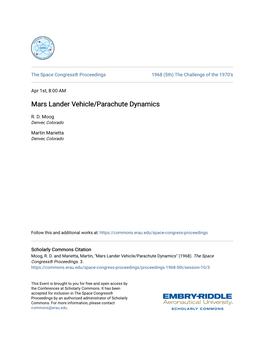 Mars Lander Vehicle/Parachute Dynamics