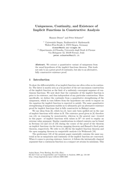 Uniqueness, Continuity, and Existence of Implicit Functions in Constructive Analysis