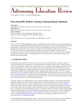 Astronomy Education Review 2012, AER, 11, 010111-1, 10.3847/AER2012016