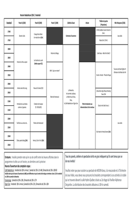 Horaire Nadeshicon 2014 | Vendredi