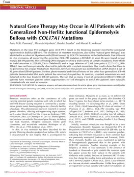 Natural Gene Therapy May Occur in All Patients with Generalized Non-Herlitz Junctional Epidermolysis Bullosa with COL17A1 Mutations Anna M.G