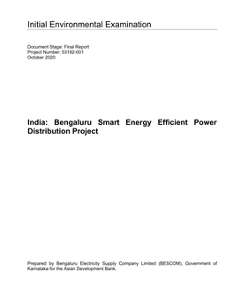 53192-001: Bengaluru Smart Energy Efficient Power Distribution Project
