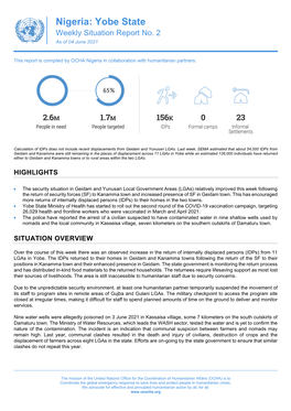 Yobe State Weekly Situation Report No