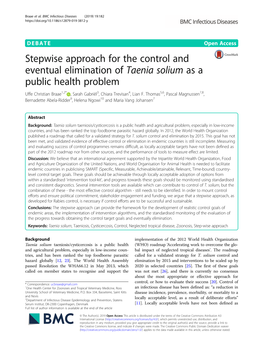 Stepwise Approach for the Control and Eventual Elimination of Taenia