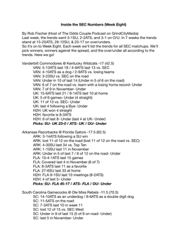 Inside the SEC Numbers Week Eight