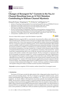 Changes of Resurgent Na Currents in the Nav1.4 Channel Resulting from an SCN4A Mutation Contributing to Sodium Channel Myotonia