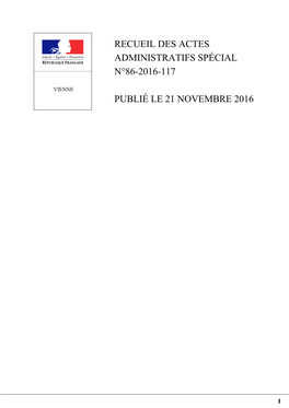 Recueil Des Actes Administratifs Spécial N°86-2016-117