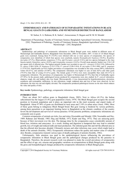 Epidemiology and Pathology of Ectoparasitic Infestations in Black Bengal Goats in Gaibandha and Mymensingh Districts of Bangladesh