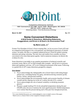 Some Convenient Distortions a Brief Guide to Distortions, Misleading Statements, Exaggerations, and Errors in Al Gore’S an Inconvenient Truth *