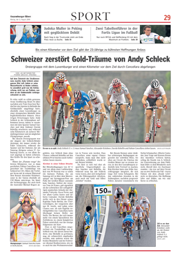 Schweizer Zerstört Gold-Träume Von Andy Schleck Dreiergruppe Mit Dem Luxemburger Erst Einen Kilometer Vor Dem Ziel Durch Cancellara Abgefangen