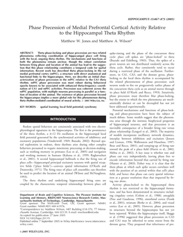 Phase Precession of Medial Prefrontal Cortical Activity Relative to the Hippocampal Theta Rhythm