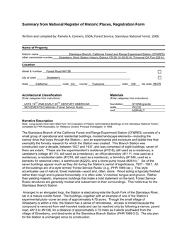 Summary from National Register of Historic Places, Registration Form