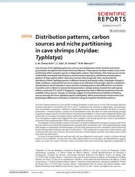 Distribution Patterns, Carbon Sources and Niche Partitioning in Cave Shrimps (Atyidae: Typhlatya) E