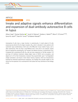 Innate and Adaptive Signals Enhance Differentiation and Expansion of Dual-Antibody Autoreactive B Cells in Lupus