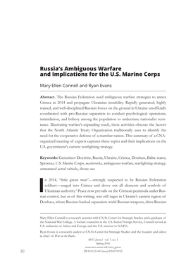 Russia's Ambiguous Warfare and Implications for the U.S. Marine Corps