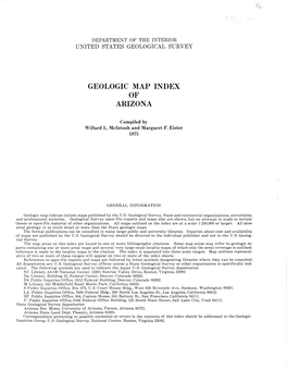 Geologic Map Index of Arizona