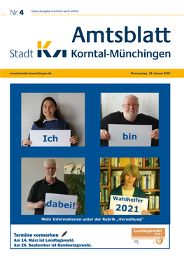 Donnerstag , 28. Januar 2021 2 | Amtsblatt Korntal-Münchingen · 28