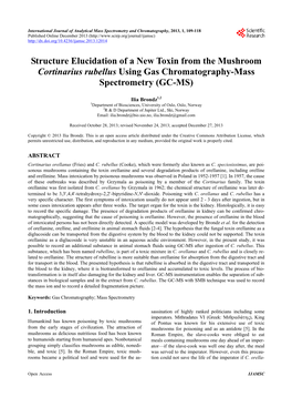 Structure Elucidation of a New Toxin from the Mushroom Cortinarius Rubellus Using Gas Chromatography-Mass Spectrometry (GC-MS)