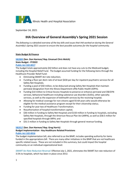IHA Overview of General Assembly's Spring 2021 Session
