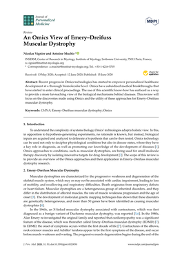 An Omics View of Emery–Dreifuss Muscular Dystrophy