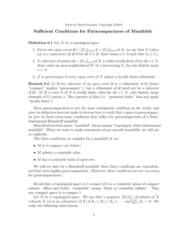 Sufficient Conditions for Paracompactness of Manifolds