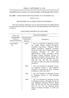 (Section 9 (2)) BOUNDARIES of ALTERED POLLING DISTRICTS