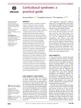 Corticobasal Syndrome: a Pract Neurol: First Published As 10.1136/Practneurol-2020-002835 on 23 July 2021