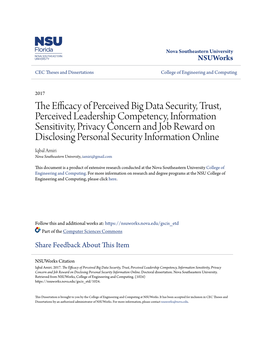 The Efficacy of Perceived Big Data Security, Trust