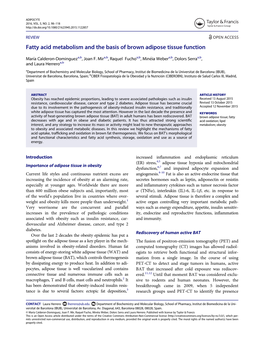 Fatty Acid Metabolism and the Basis of Brown Adipose Tissue Function