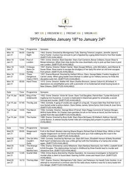 TPTV Subtitles January 18Th to January 24Th