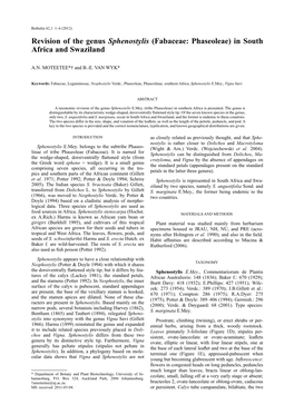 Revision of the Genus Sphenostylis (Fabaceae: Phaseoleae) in South Africa and Swaziland