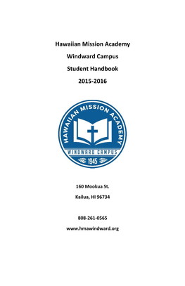 Hawaiian Mission Academy Windward Campus Student Handbook 2015-2016