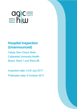 Hospital Inspection (Unannounced) Ysbyty Glan Clwyd, Betsi Cadwaladr University Health Board, Ward 1 and Ward 2B
