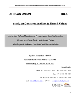 African Cultural Renaissance on Constitutionalism and Shared Values - 2010