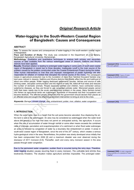 Original Research Article Water-Logging in the South-Western