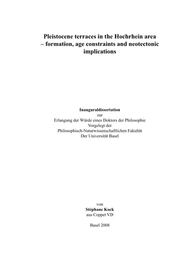 Pleistocene Terraces in the Hochrhein Area – Formation, Age Constraints and Neotectonic Implications