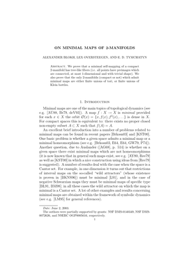 ON MINIMAL MAPS of 2-MANIFOLDS 1. Introduction