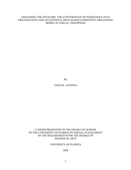 Expanding the Envelope: the Convergence of Indigenous Aeta Organization and an External Issue-Based Community Organizing Model in Tarlac, Philippines