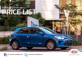 Kia Motors South Africa PRICE LIST Retail Pricing December 2020