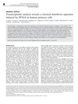 Transcriptome Analysis Reveals a Classical Interferon Signature Induced by Ifnλ4 in Human Primary Cells