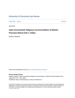 Religious Accommodation of Muslim Prisoners Before Holt V. Hobbs