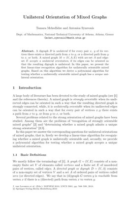 Unilateral Orientation of Mixed Graphs