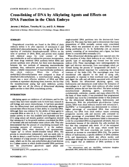 Cross-Linking of DNA by Alkylating Agents and Effects on DNA Function in the Chick Embryo