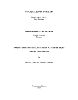 GEOLOGICAL SURVEY of ALABAMA Berry H. (Nick) Tew, Jr