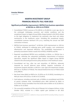 Investor Release 1 April 2014