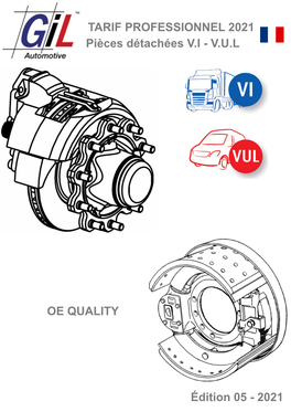 TARIF PROFESSIONNEL 2021 Pièces Détachées V.I - V.U.L