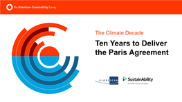 The Climate Decade Ten Years to Deliver the Paris Agreement Welcome